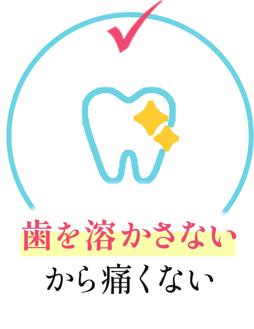 歯を溶かさないから痛くない